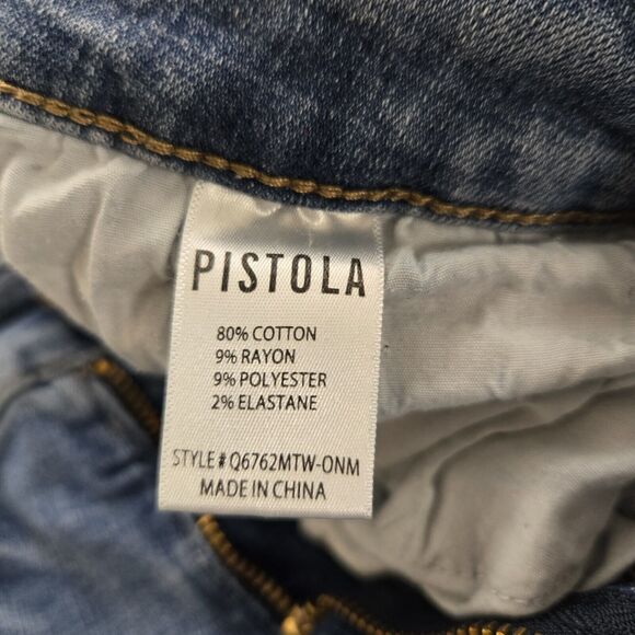 Pistola Women Jeans 28 Tapered Ankle Mid Rise Skinny Slit Hem Distressed Stretch - Picture 14 of 15